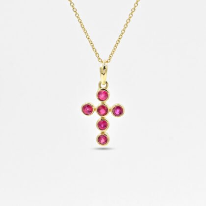 Bezel Ruby Cross Pendant