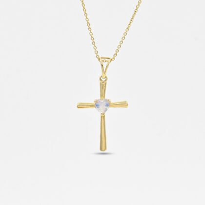 Rainbow Moonstone Cross Pendant