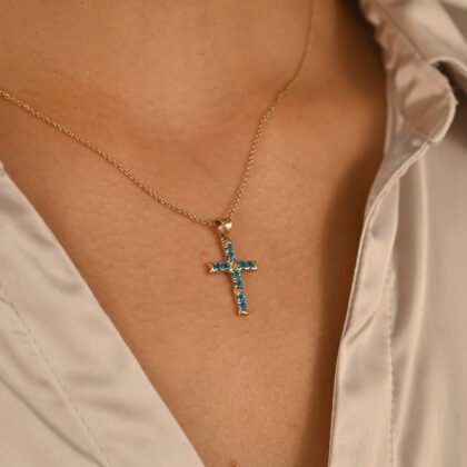 Neon Apatite Cross Pendant